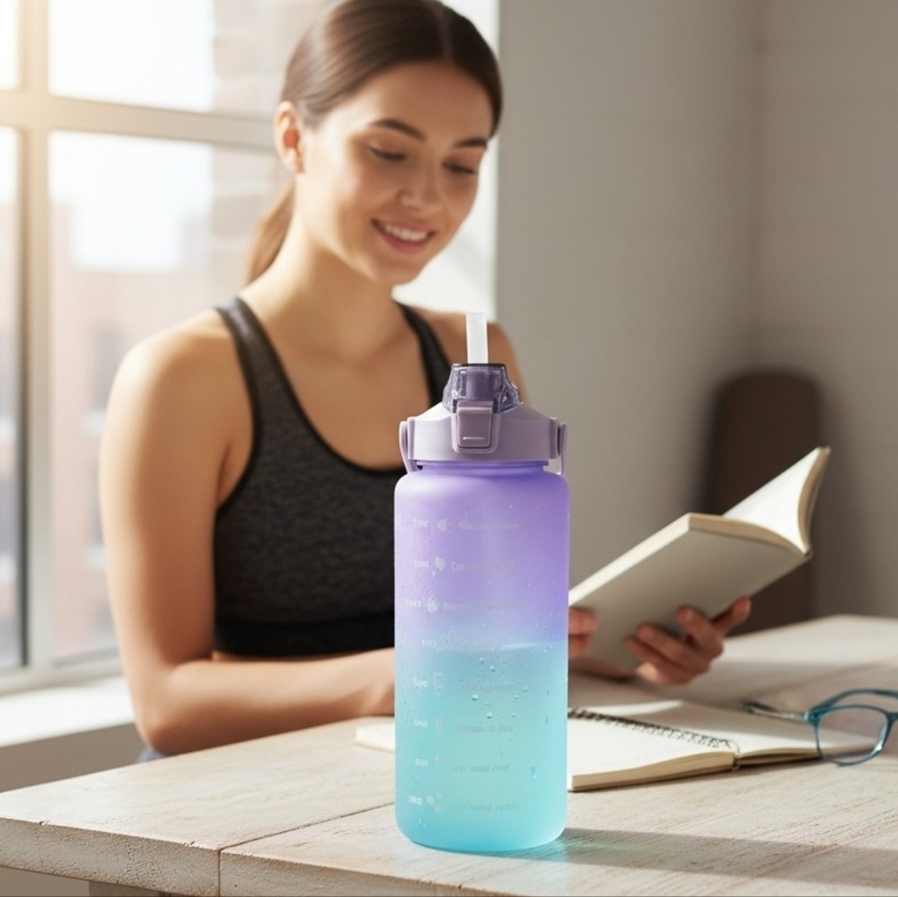 NWOT GSYYR Giant 2L Motivatipnal Water bottle with Straw
